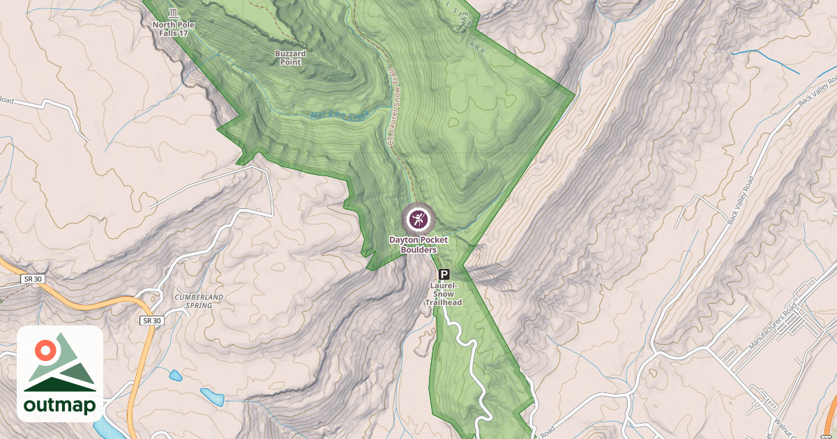 Map of Dayton Pocket Boulders