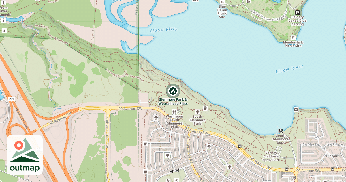 Map of Glenmore Park & Weaselhead Flats