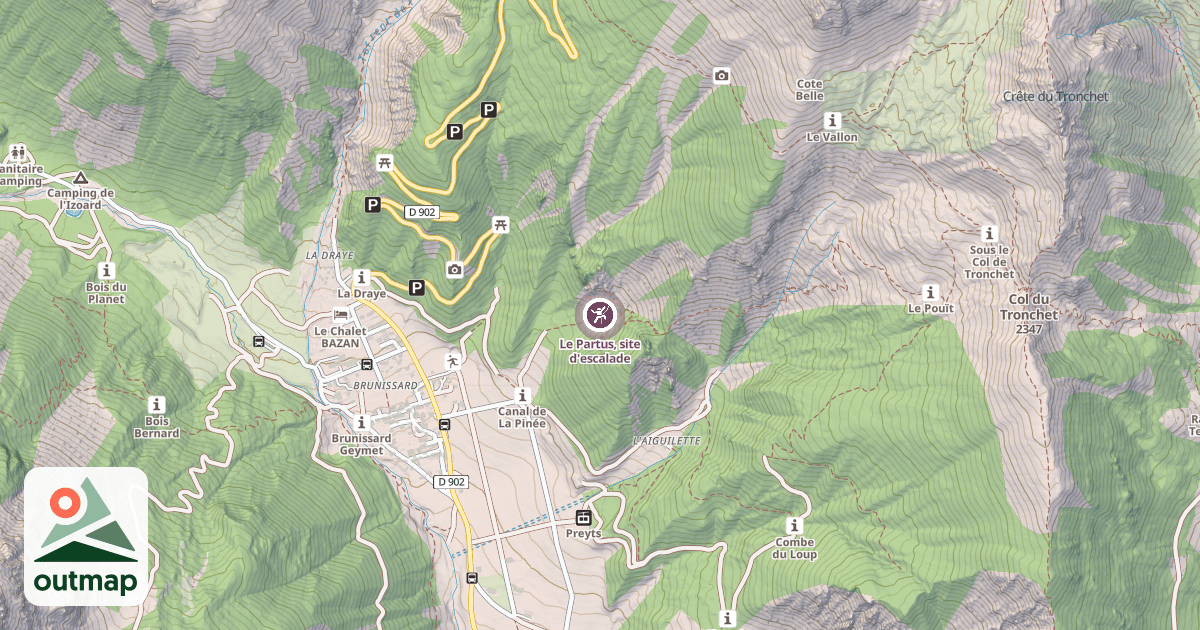 Map of Le Partus, site d'escalade