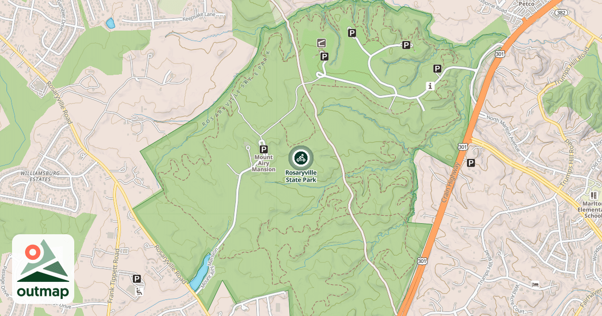 Map of Rosaryville State Park