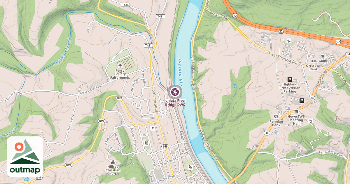 Map of Juniata River Bridge DWS