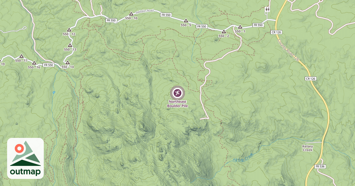 Map of Northeast Boulder Pile