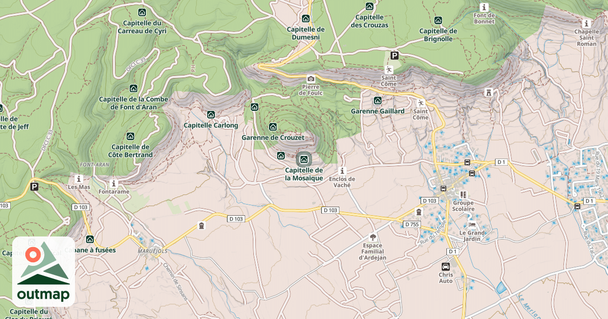 Map of Capitelle de la Mosaïque