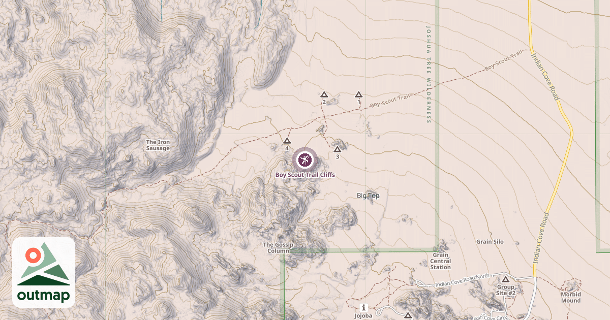 Map of Boy Scout Trail Cliffs
