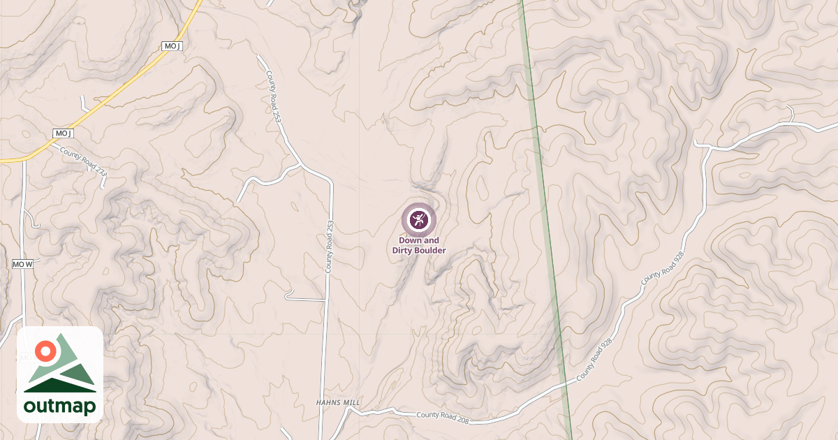 Map of Down and Dirty Boulder