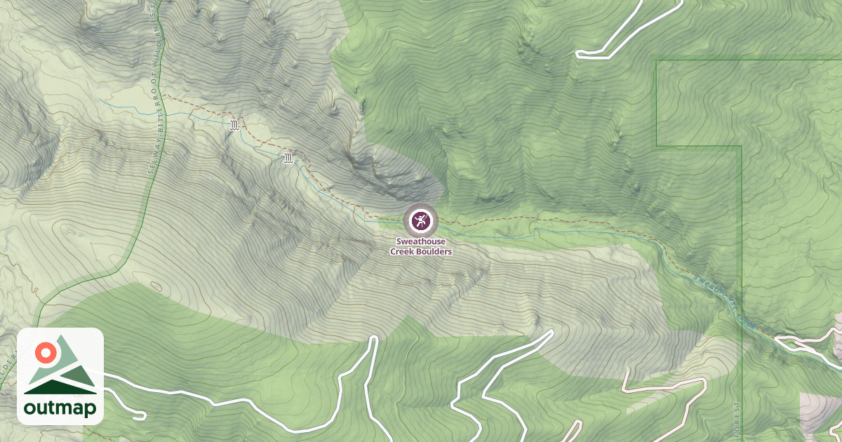 Map of Sweathouse Creek Boulders