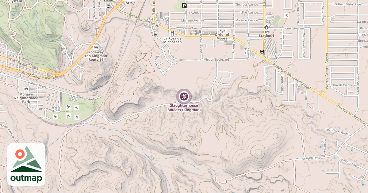 Map of Slaughterhouse Boulder (Kingman)