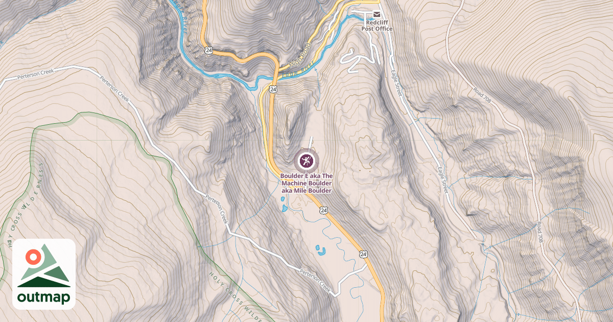 Map of Boulder E aka The Machine Boulder aka Mile Boulder