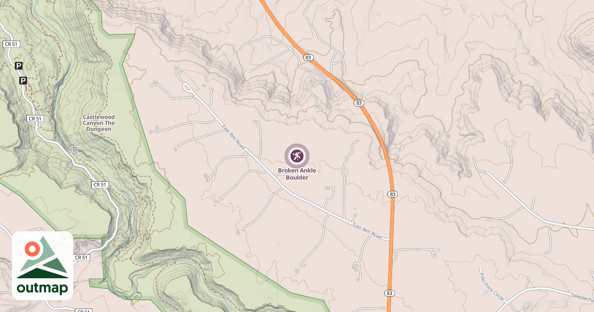 Map of Broken Ankle Boulder