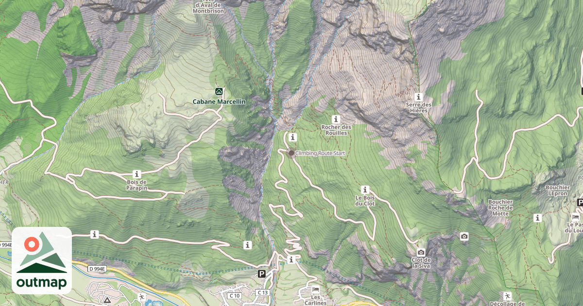 Map of Climbing Route Start