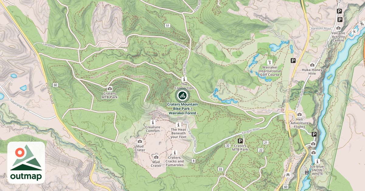 Map of Craters Mountain Bike Park / Wairakei Forest