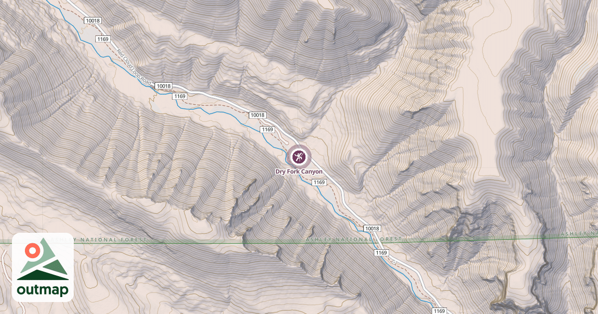 Map of Dry Fork Canyon