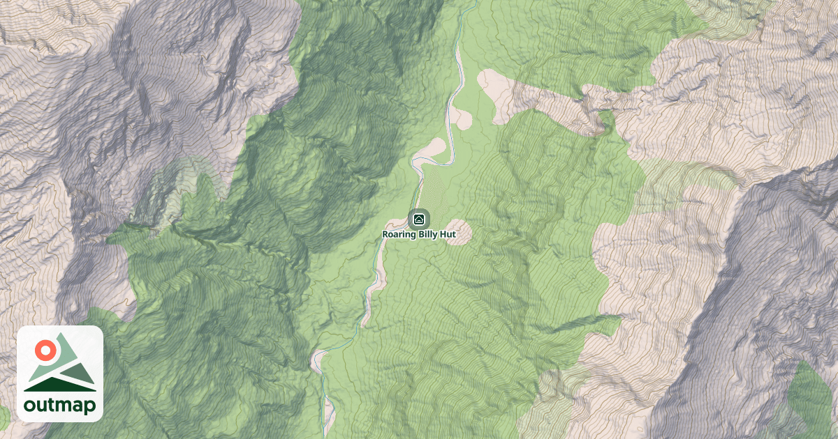Map of Roaring Billy Hut