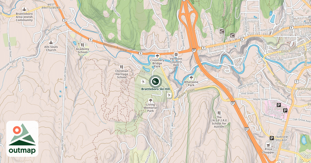 Map of Brattleboro Ski Hill