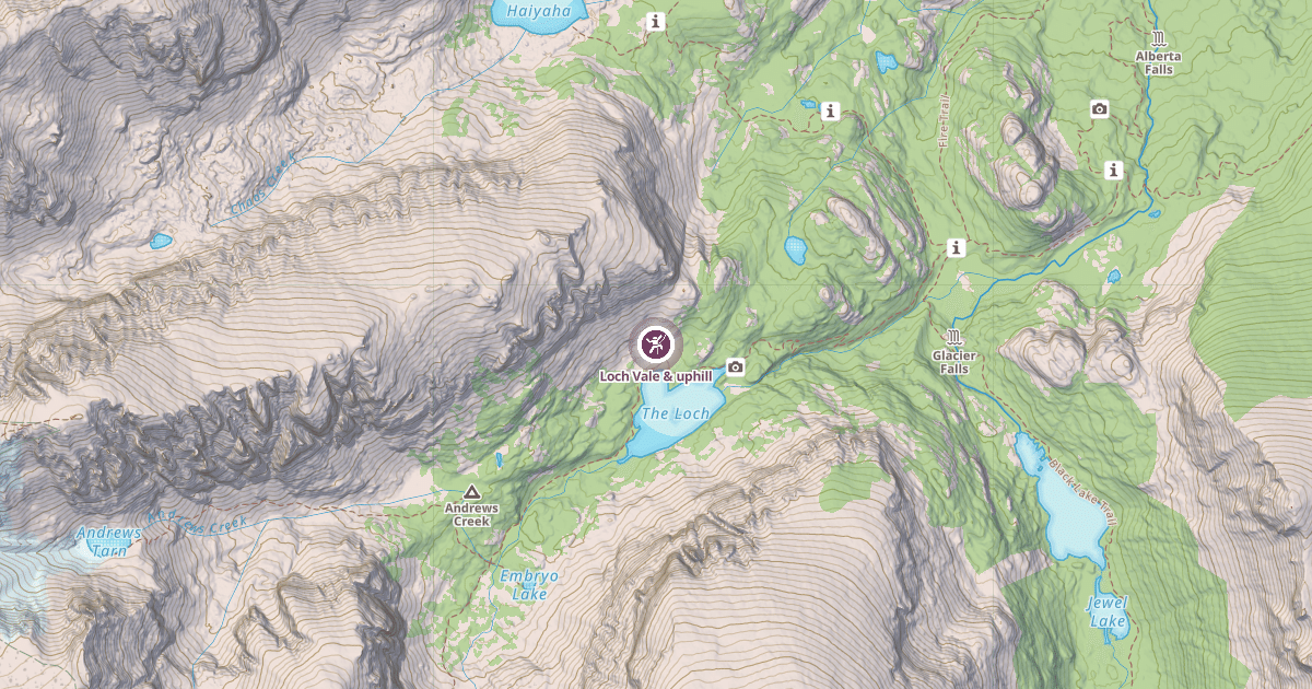 Map preview of Loch Vale & uphill