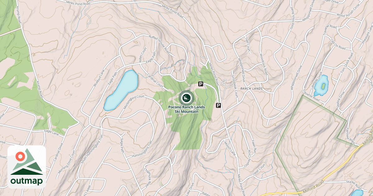 Map of Pocono Ranch Lands Ski Mountain
