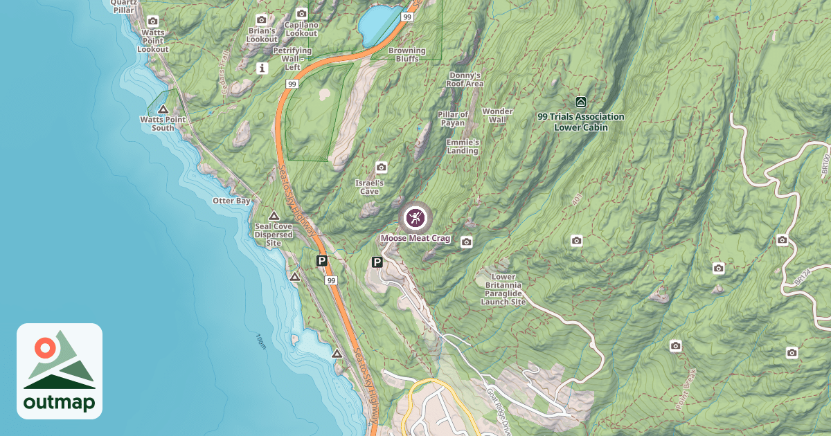 Map of Moose Meat Crag