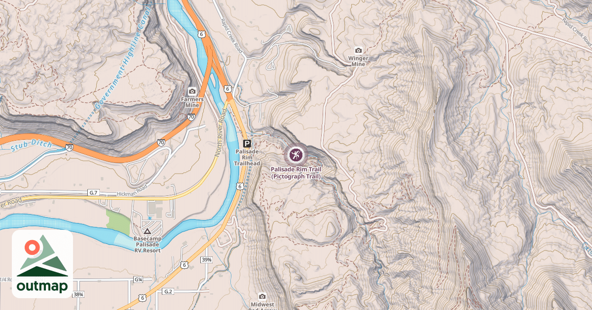 Map of Palisade Rim Trail (Pictograph Trail)