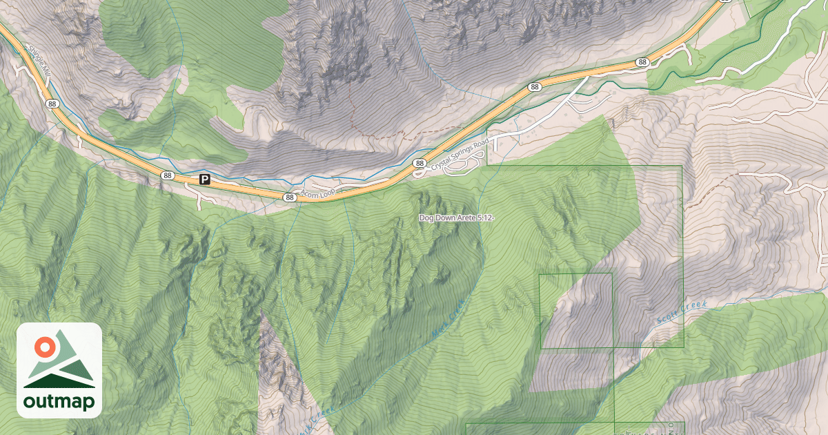 Map of Dog Down Arete