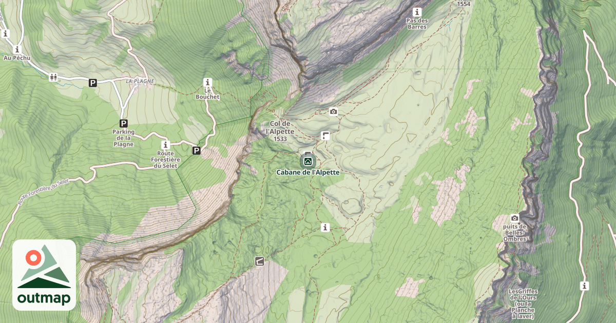Map of Cabane de l'Alpette