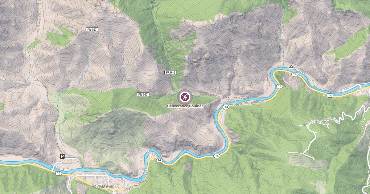 Map preview of Deliverance Boulder