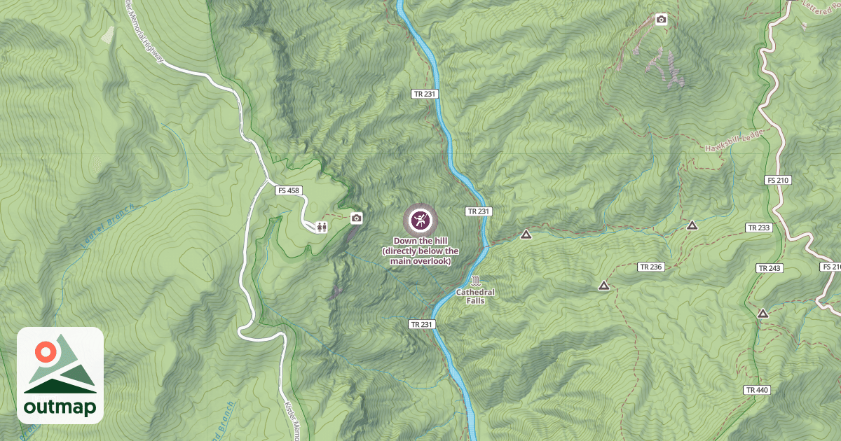 Map of Down the hill (directly below the main overlook)