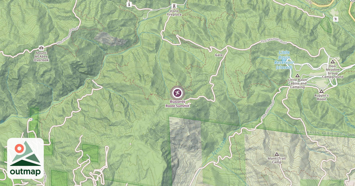 Map of Buzzards Roost Summit