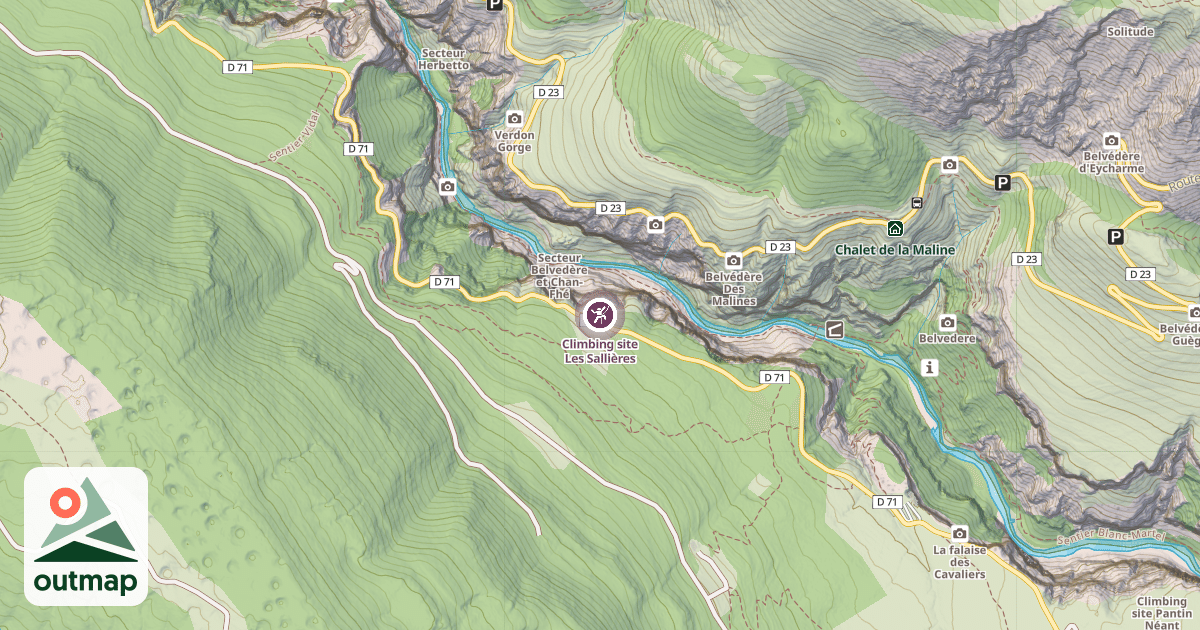 Map of Climbing site Les Sallières