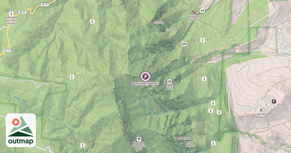 Map of Buttcheek Boulder