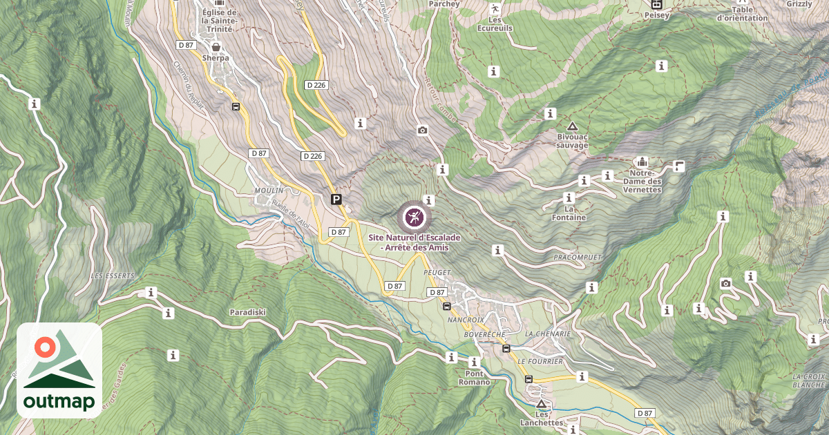 Map of Site Naturel d'Escalade - Arrête des Amis