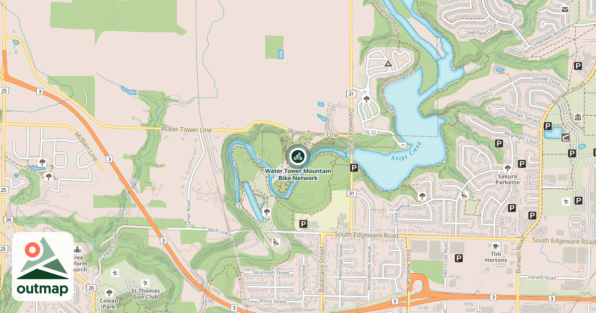 Map of Water Tower Mountain Bike Network