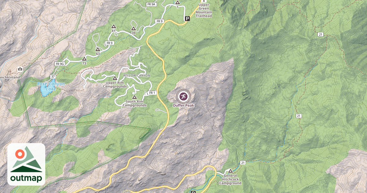 Map of Duffer Peak