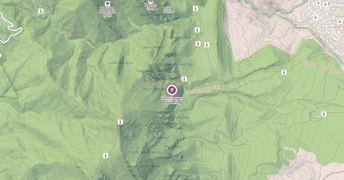 Map preview of Fern Canyon Bouldering