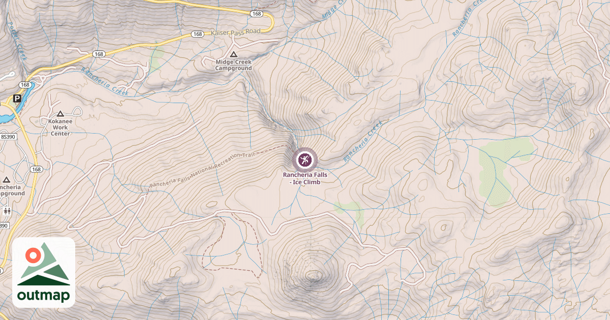Map of Rancheria Falls - Ice Climb