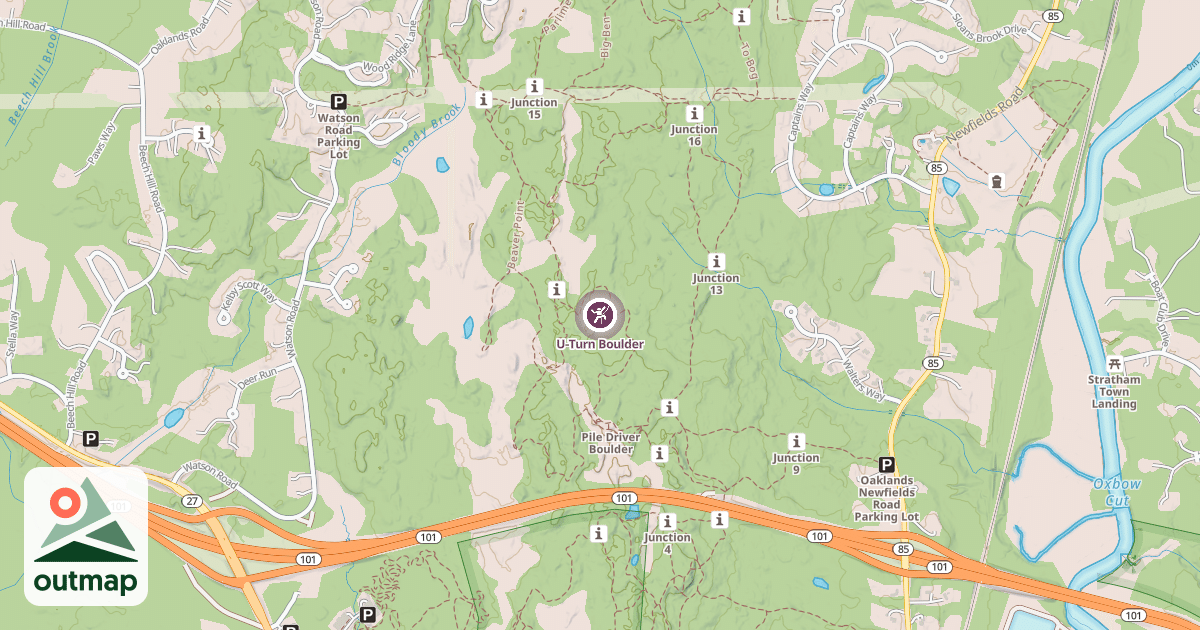 Map of U-Turn Boulder