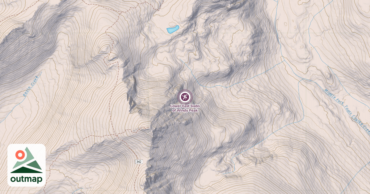Map of Lower East Slabs of Windy Peak