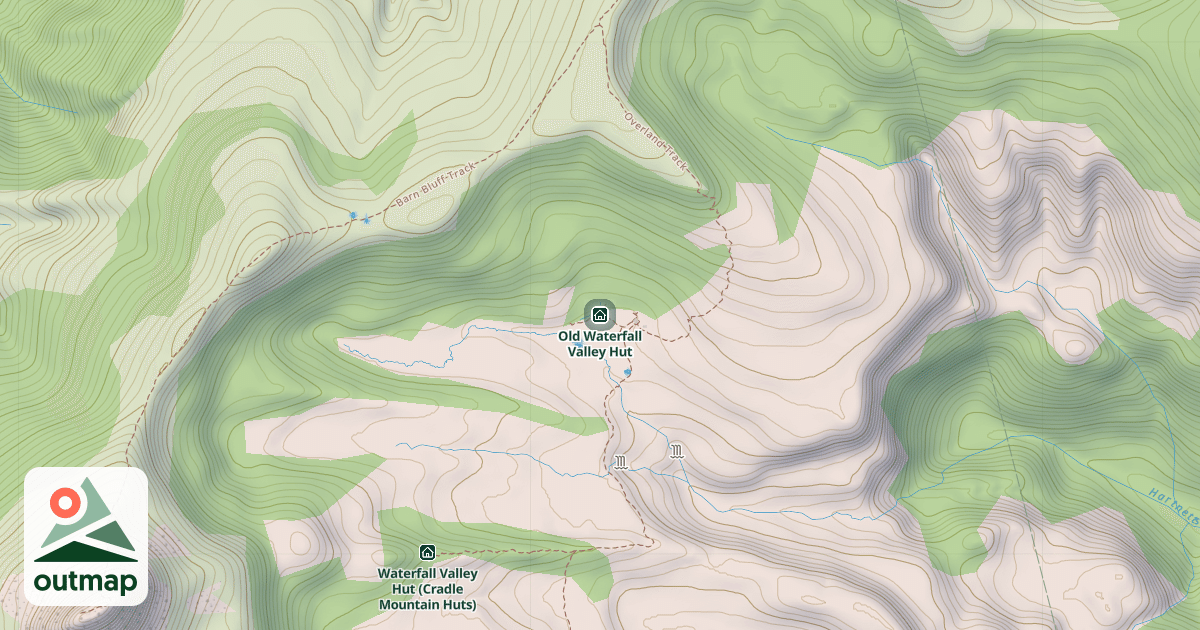 Map of Old Waterfall Valley Hut