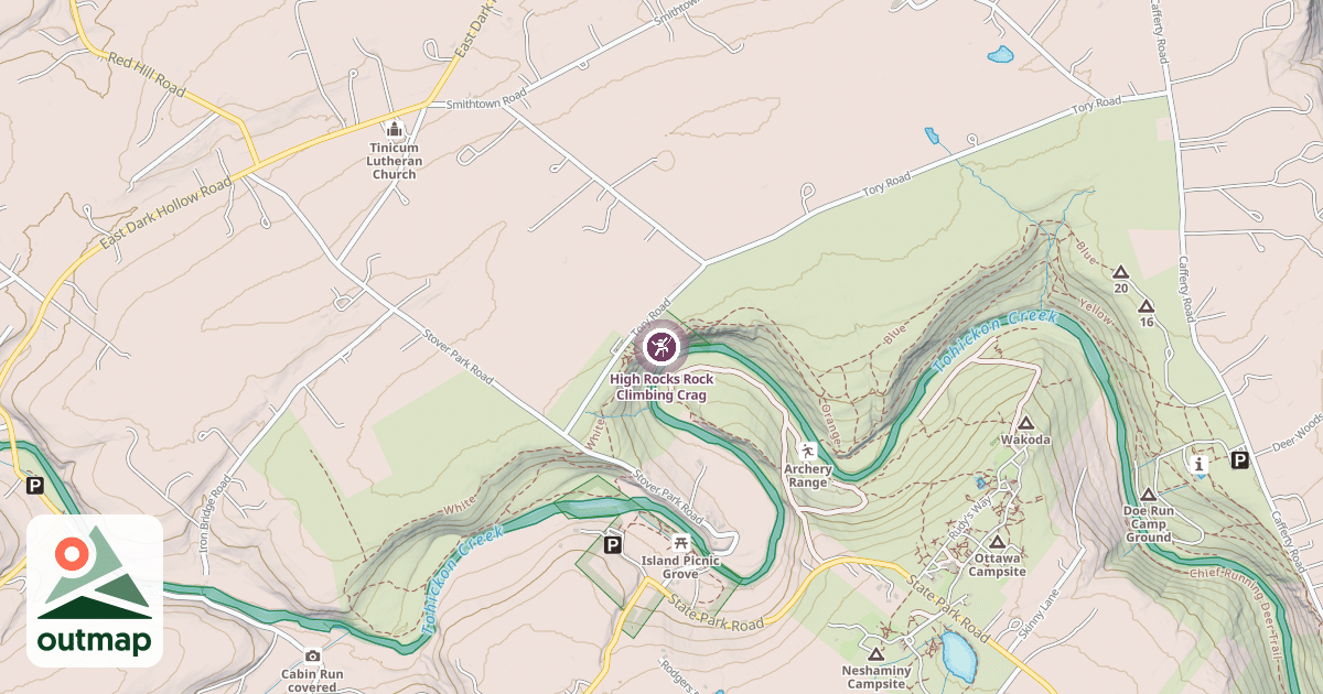 Map of High Rocks Rock Climbing Crag