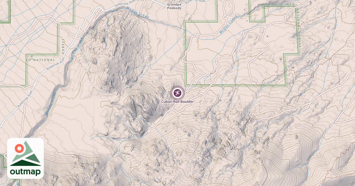 Map of Cuban Roll Boulder
