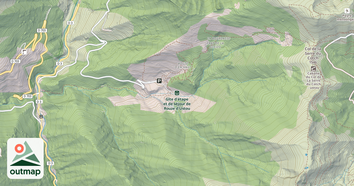 Map of Gîte d'étape et de séjour de Rouze d'Ustou