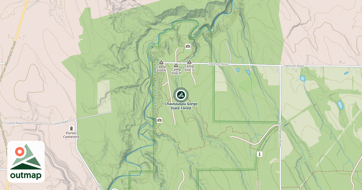 Map of Chautauqau Gorge State Forest