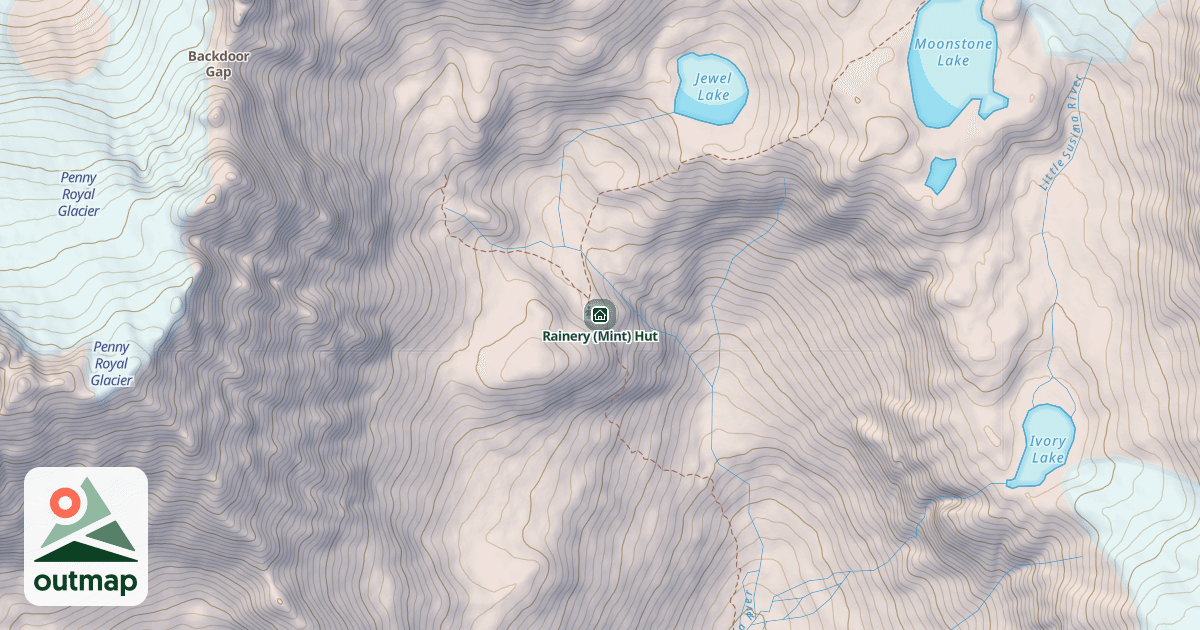 Map of Rainery (Mint) Hut
