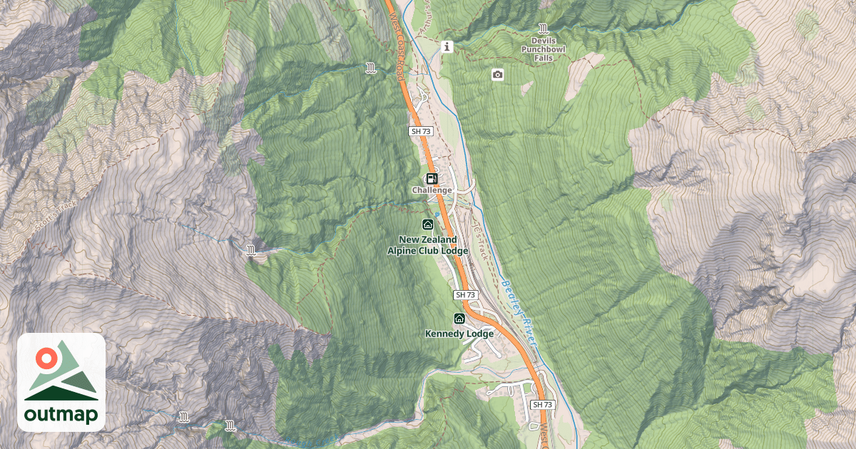 Map of New Zealand Alpine Club Lodge