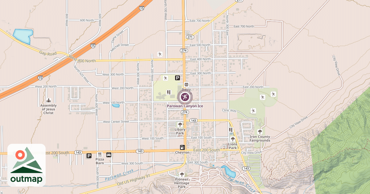 Map of Parowan Canyon Ice