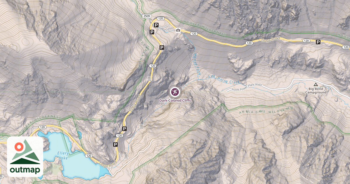 Map of Dark-Colored Cliffs