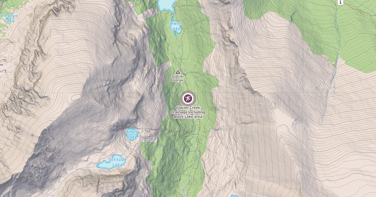 Map preview of Glacier Creek Drainage including Black Lake area
