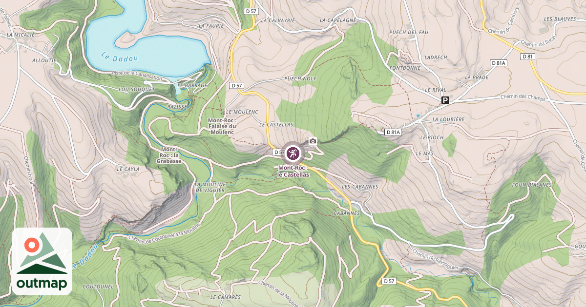 Map of Mont-Roc : le Castellas