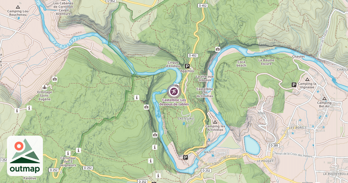 Map of Castelbloc Les dessous de tables