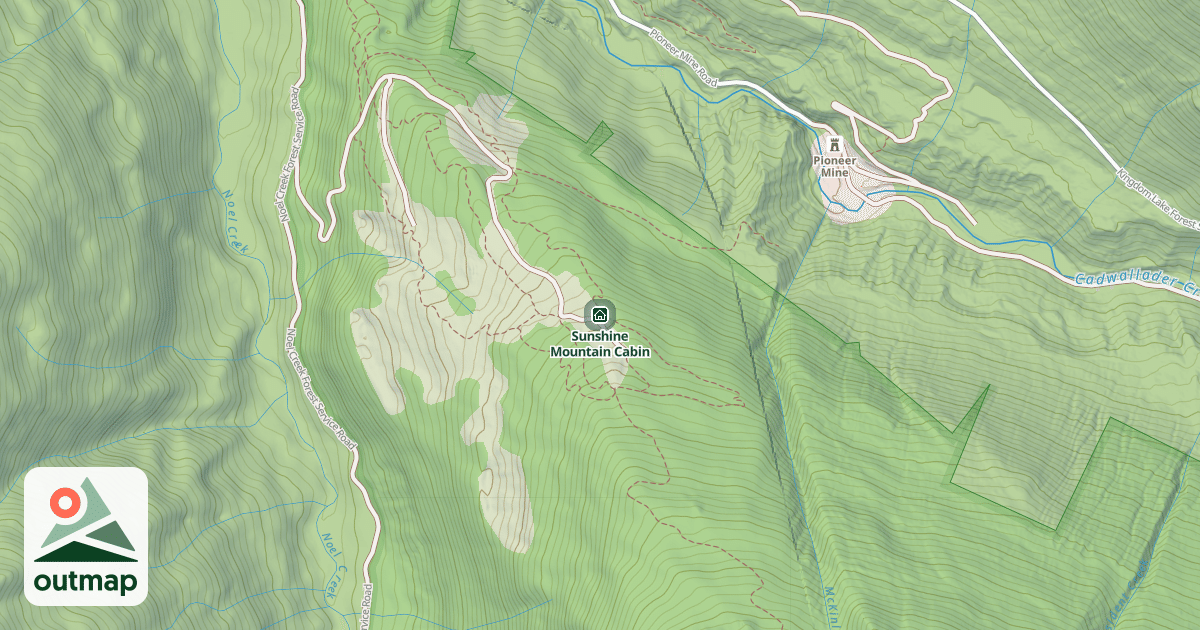 Map of Sunshine Mountain Cabin