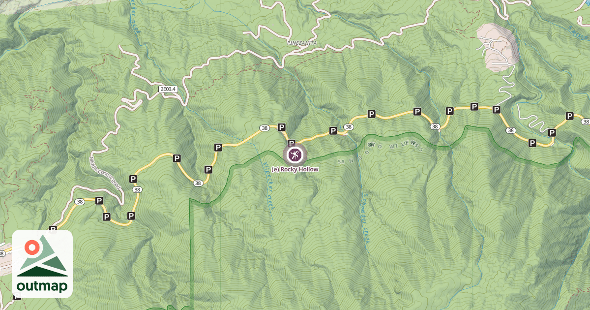 Map of (e) Rocky Hollow